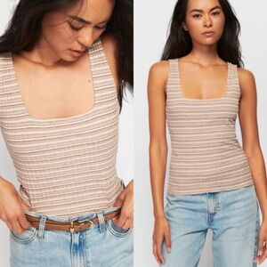 Nation LTD NWT Babs Square Neck Tank Layer Cake Preppy Classic Basic Womens L